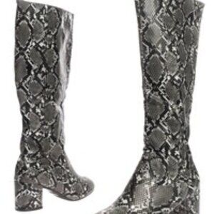 Knee High Boots EU 40 UK 7 US 10 Heel Snakeskin Pattern